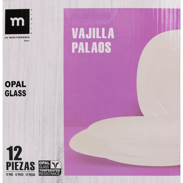 La Mediterranea Vajilla 12 Piezas Cuadrada Opal Colección Palaos Mediana 1