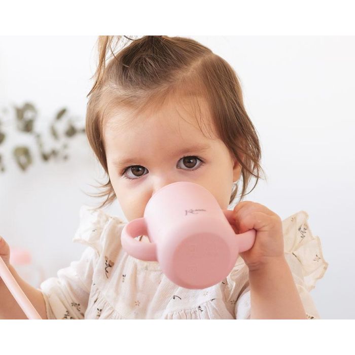 KioKids Taza de Silicona con Asas y Boquilla para Bebés Rosa 120ml | Apta Lavavajillas Microondas Congelador +4 Meses 1