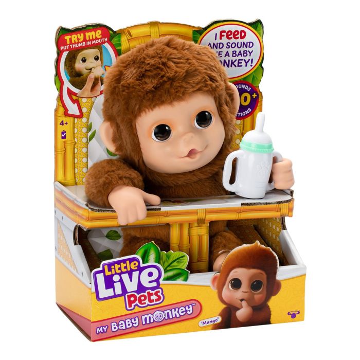 Moose 26558 Little Live Pets My Baby Monkey Interactivo, Reacciona al Tacto con Sonidos, +4 años 1