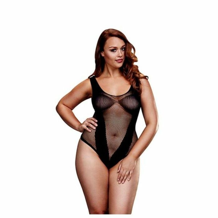 Bodi Jacquard V Teddy Talla Grande Baci Lingerie BW3134-BLKQS Negro XL Queen 6