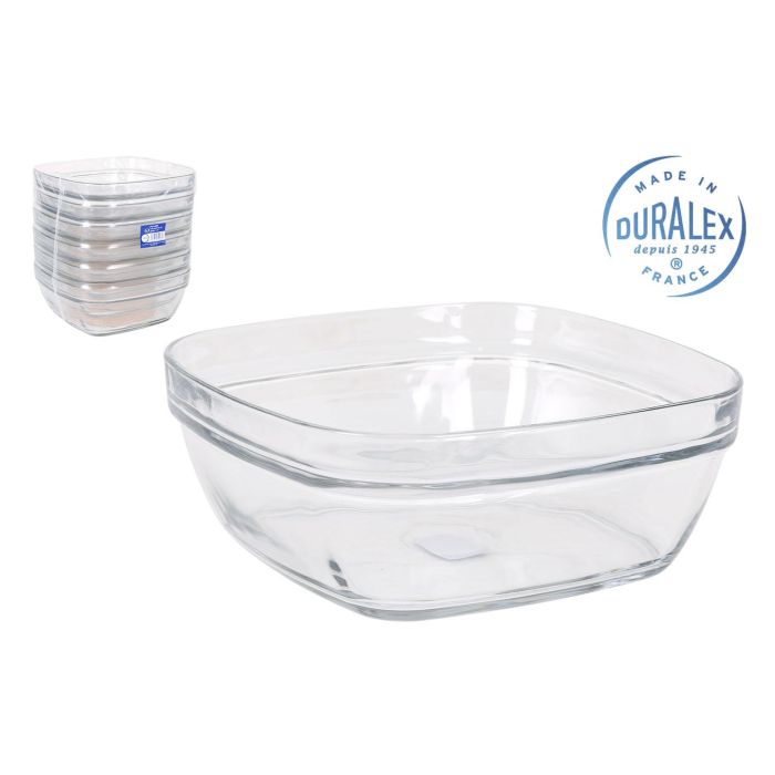 Duralex Ensaladera Apilable 20 cm 2L Transparente Cuadrada Lys (12 Unidades)