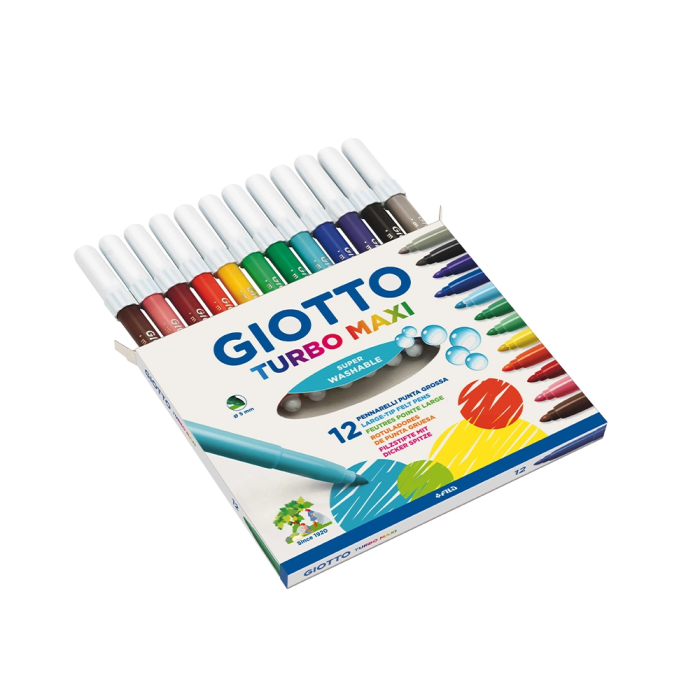 Giotto Rotulador Turbo Maxi Caja 12 Colores Lavables Punta Gruesa Bloqueada 2