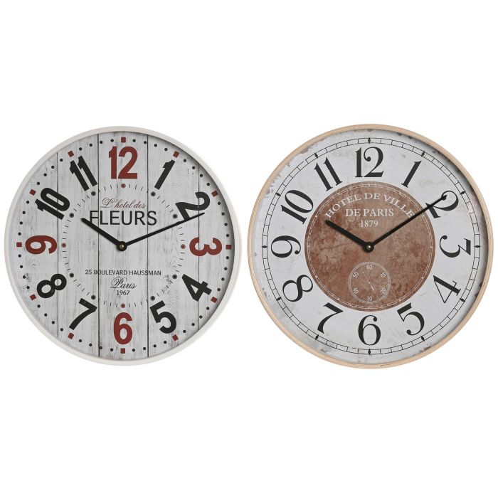 Reloj Pared Cottage DKD Home Decor Blanco Rojo 4.5 x 40 x 40 cm (2 Unidades)