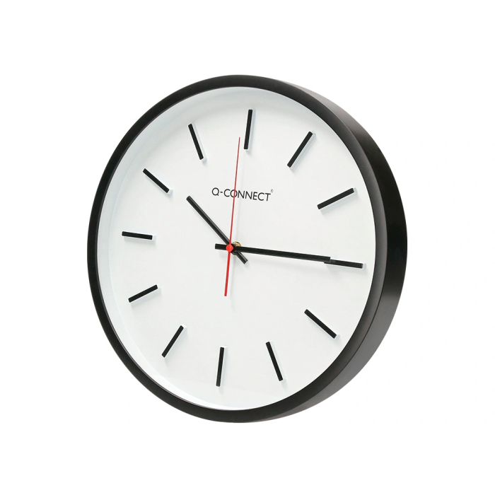 Q-connect Reloj de Pared Redondo de Plástico Negro 34,4 cm Movimiento Silencioso 2