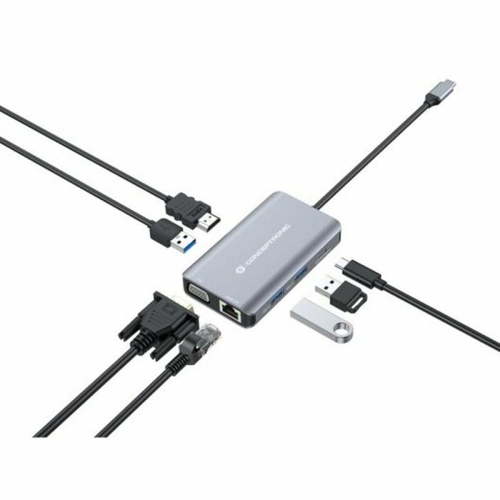 Conceptronic DONN21G Docking Station 7 en 1 USB 3.2 Gen 1, HDMI, VGA, LAN GbE, USB-A 3.0 x 3, USB PD 100 W 3 Conceptronic DONN21G Docking Station 7 en 1 USB 3.2 Gen 1, HDMI, VGA, LAN GbE, USB-A 3.0 x 3, USB PD 100 W 3