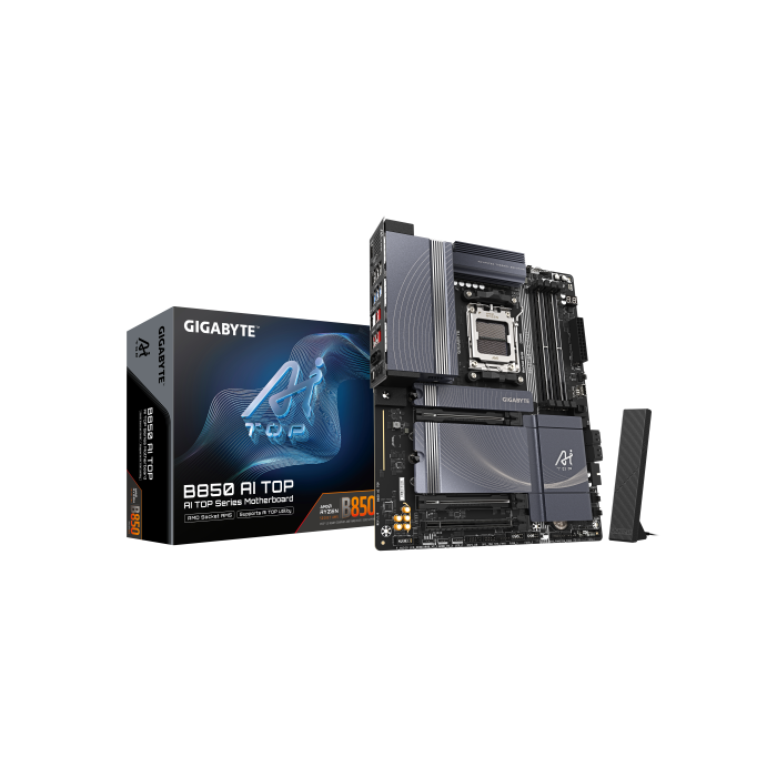 Placa Gigabyte B850 Ai Top,Amd,Am5,B850,4Ddr5,256Gb,1Hdmi+Usb-C,4Sata3+3M.2,2X10Gbelan+Wifi7+Bt5.4,7Usb3.2,Atx Placa Gigabyte B850 Ai Top,Amd,Am5,B850,4Ddr5,256Gb,1Hdmi+Usb-C,4Sata3+3M.2,2X10Gbelan+Wifi7+Bt5.4,7Usb3.2,Atx