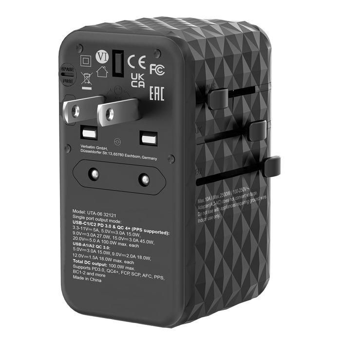 Verbatim Uta-06 Adaptador Universal De Viaje Con 2 Puerto Usb-C - 2 Puerto Usb-A 12 Verbatim Uta-06 Adaptador Universal De Viaje Con 2 Puerto Usb-C - 2 Puerto Usb-A 12