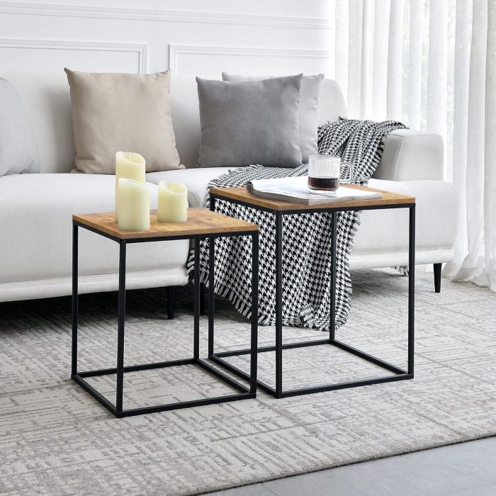 Set de 2 Mesas Auxiliares 40 cm y 35 cm Confortime (2 Cajas) 2 Set de 2 Mesas Auxiliares 40 cm y 35 cm Confortime (2 Cajas) 2