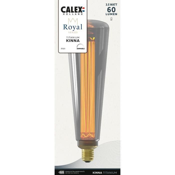 Calex CAL8712879157854 Bombilla LED E27 Royal Kinna 3,5W 60lm 2000K Regulable Titanio 1