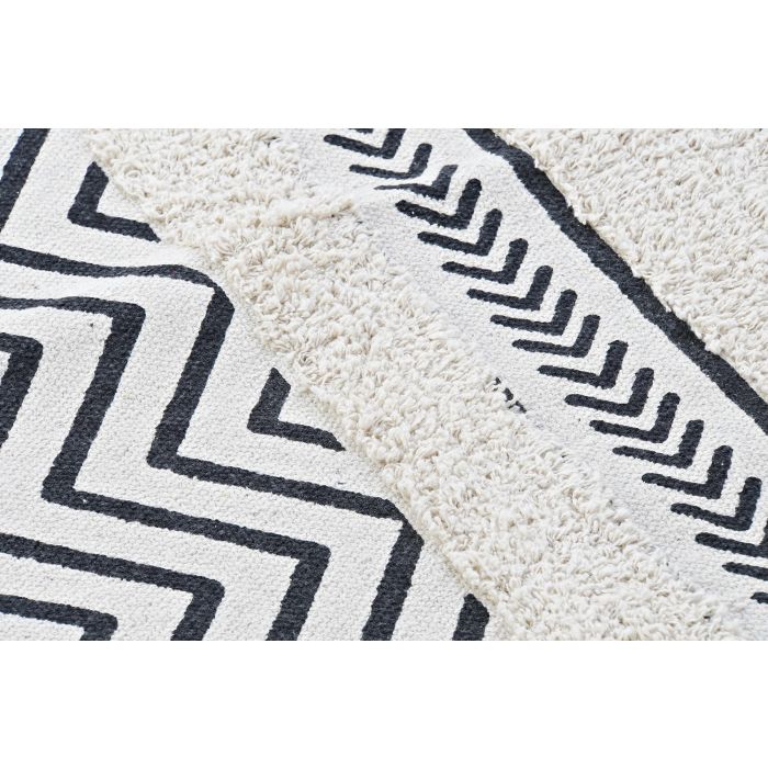 DKD Home Decor Alfombra Scandi Negro Blanco Zig Zag Algodon Polyester 226 x 160 x 0.7 cm 2