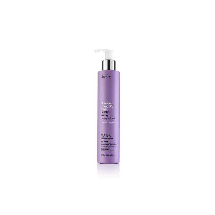 Erayba ABH Silver No-Yellow Mask 250ml - Mascarilla Vegana Tonificante para Cabellos Rubios, Mechas y Canas con Hidratación y Brillo