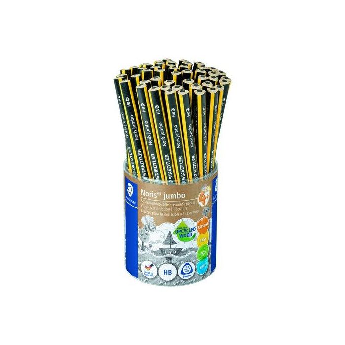 Staedtler Lápiz Noris 119 cLub Jumbo Triangular HB Bote Expositor 48 Ud - Mina 2B, Forma Triangular, FSC