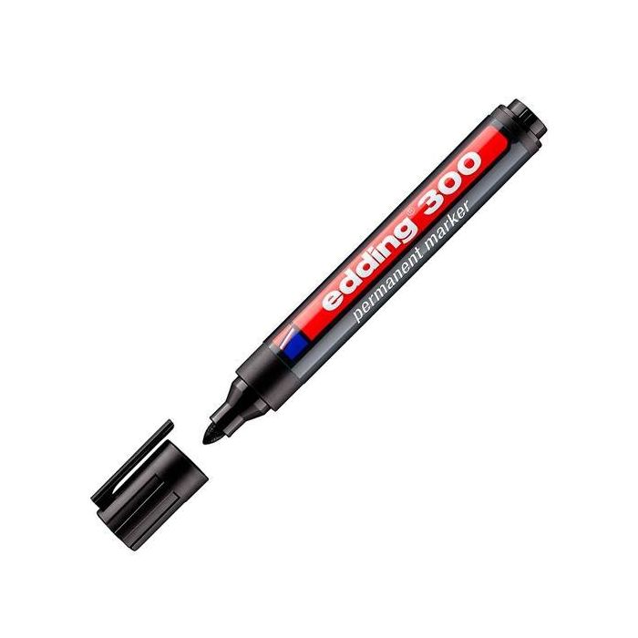 Edding Marcador Permanente 300 Negro Punta Redonda 1.5-3mm para Papel Metal Plástico (10 Unidades) (10 Unidades)