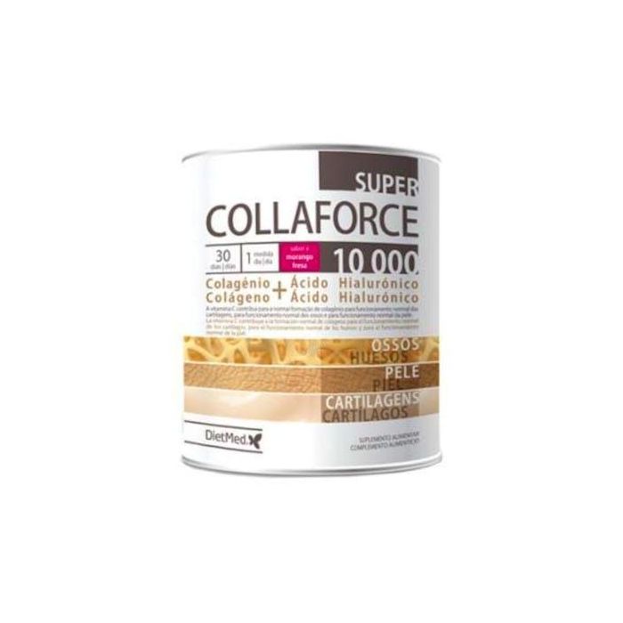 DIETMED Super Collaforce 10.000 Suplemento Colágeno Hidrolizado, Ácido Hialurónico y Vitamina C Sabor Fresa Bote 450g