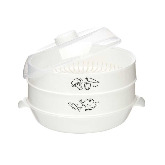 Vaporera para Microondas Kinvara 2.4L, 25x17.5x22.5 cm, Blanco (12 Unidades) 1 Vaporera para Microondas Kinvara 2.4L, 25x17.5x22.5 cm, Blanco (12 Unidades) 1
