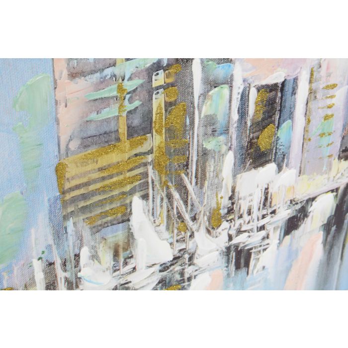 DKD Home Decor Cuadro Decorativo Loft Diseño Ciudad Hecho a mano Multicolor Lienzo y MDF 120x60 cm - Juego de 2 Unidades 2