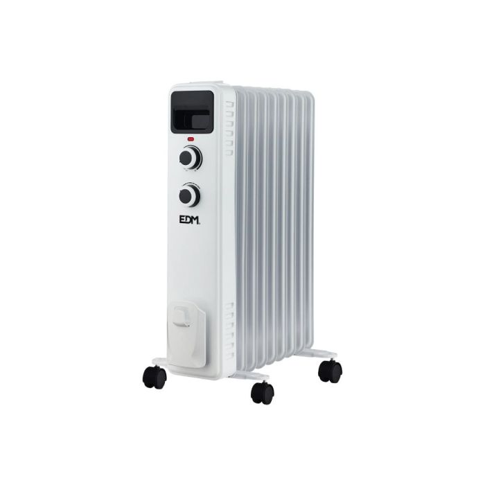 Edm Radiador de aceite 2000W, 9 elementos, 25x41x60cm, termostato ajustable, 3 potencias, blanco
