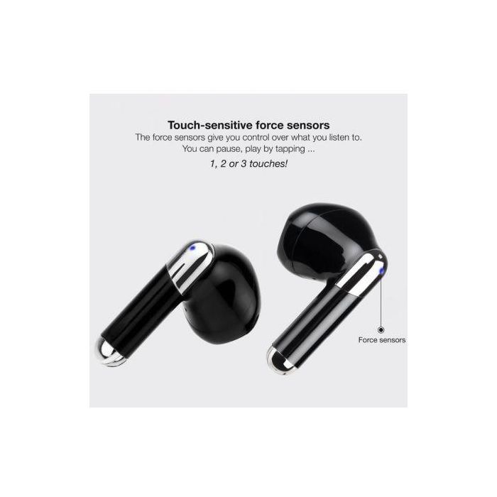 TooQ Auriculares Bluetooth Onyx TQBWH-0054B con Estuche de Carga, Autonomía 4h, Negros 3