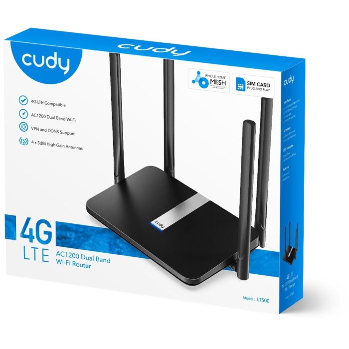 Cudy LT500 Router Inalámbrico 4G Doble Banda (2.4/5GHz) Wi-Fi 5 AC867 Ethernet Rápido VPN Negro 4 Cudy LT500 Router Inalámbrico 4G Doble Banda (2.4/5GHz) Wi-Fi 5 AC867 Ethernet Rápido VPN Negro 4