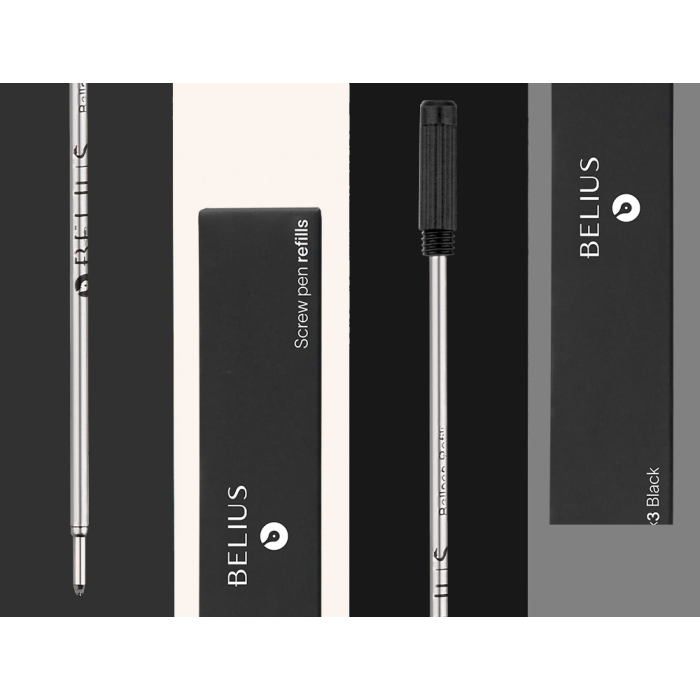 Belius Recambio Bolígrafo con Rosca Negro Caja 3 Unidades Punta M 1mm Tinta Negra Made in Germany 1 Belius Recambio Bolígrafo con Rosca Negro Caja 3 Unidades Punta M 1mm Tinta Negra Made in Germany 1
