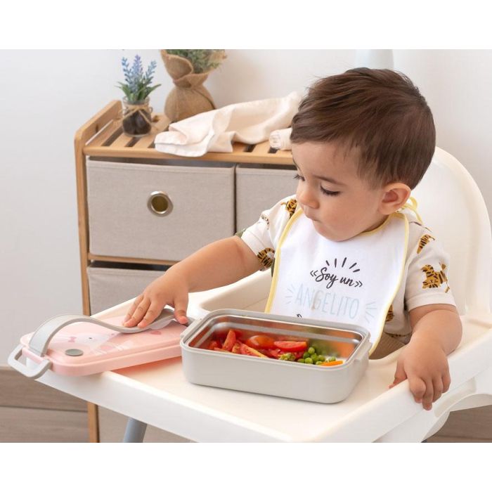 Caja Almuerzo Acero Inoxidable Conejo Rosa 2