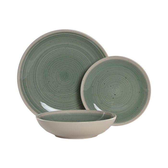 Vajilla Basicos DKD Home Decor Verde Blanco 27 x 3 x 27 cm Set de 18 4 Vajilla Basicos DKD Home Decor Verde Blanco 27 x 3 x 27 cm Set de 18 4