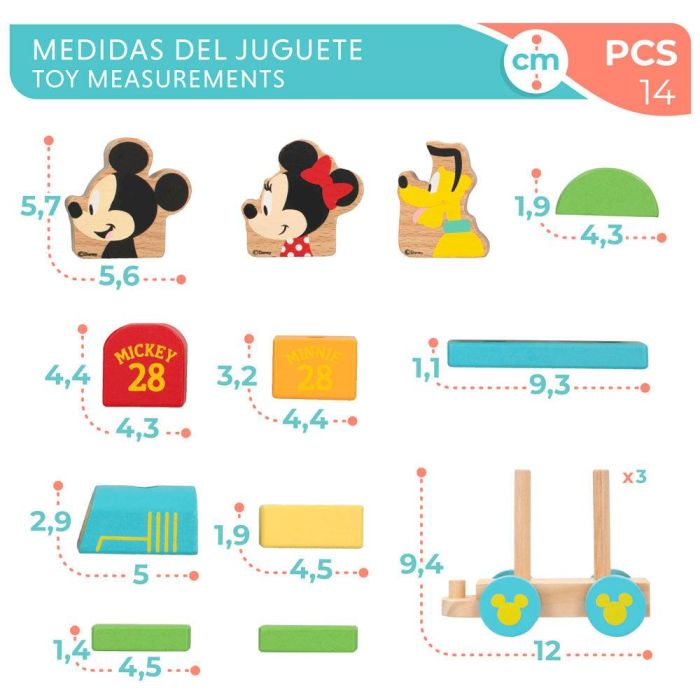 WOOMAX Tren Baby Disney de Madera con 14 Piezas para +18 Meses 5
