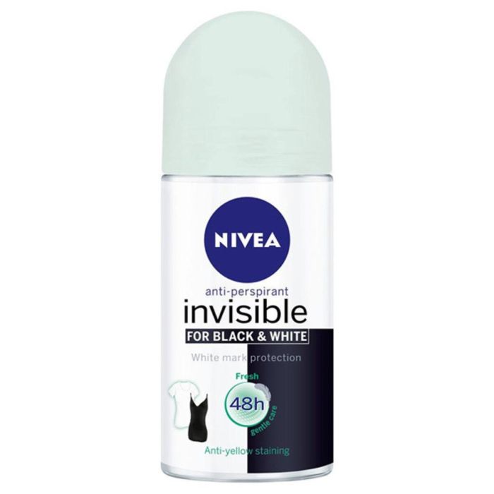 Nivea Desodorante Roll-On Antitranspirante Invisible Black & White Fresh Anti-Manchas 48h Protección sin alcohol para todo tipo de pieles 50 ml