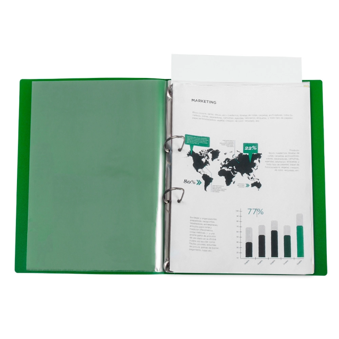 Liderpapel Carpeta Canguro 2 Anillas 25 mm DIN A4 Polipropileno Verde Translucido 4