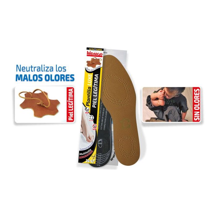 Hidalgo Plantilla Piel Legítima Recortable Multitalla Neutraliza Malos Olores Talla 34-47 1