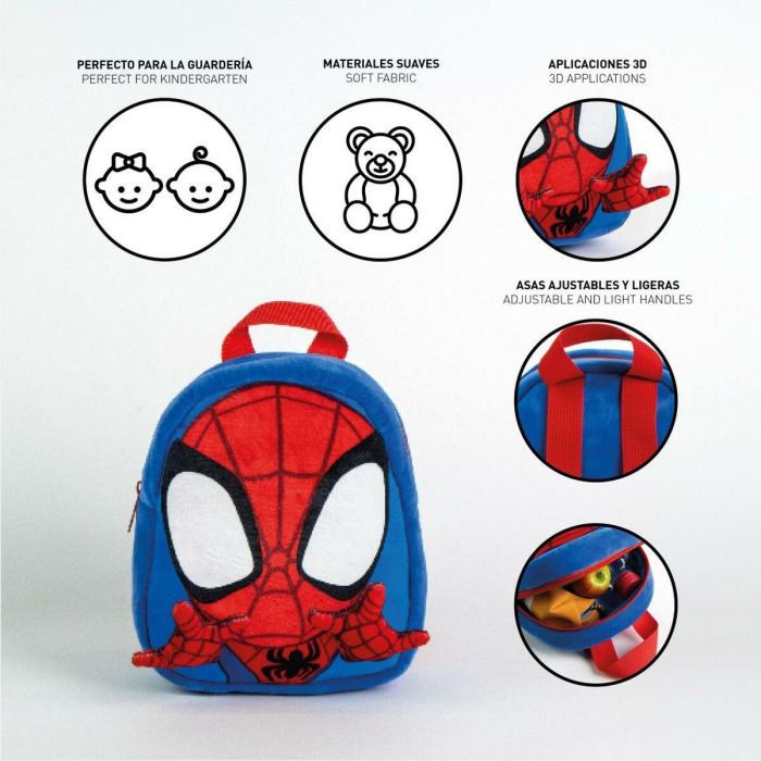 Cerdá Mochila Guardería Infantil con Diseño de Spidey Personaje Peluche para Niños, 18x22x4 cm, Edad 3+ Años, Azul 3