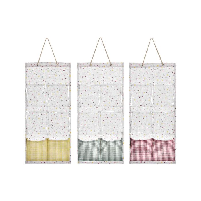DKD Home Decor Organizador de Almacenamiento Shabby Vichy Algodón Poliéster PVC 69x26x3cm Pack 12 Unidades Colores Surtidos
