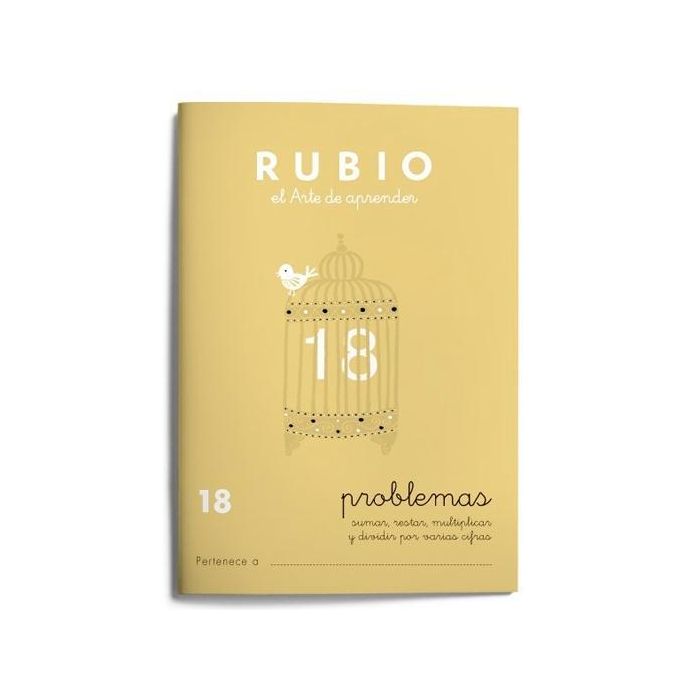 Rubio Cuaderno de Problemas Nº 18: Sumas, Restas, Multiplicaciones y Divisiones para Niños - Pack 10 Unidades (10 Unidades)