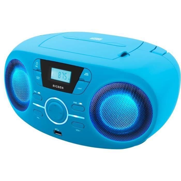 BIGBEN CD61BLUSB Radio Portátil Cd Usb Azul + Altavoces Luminosos 2