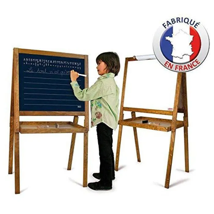 Jeujura Pizarra Infantil Grande Dibujo Escolar con Tiza Magnética Borrable Papel y Accesorios para Niños +3 Años