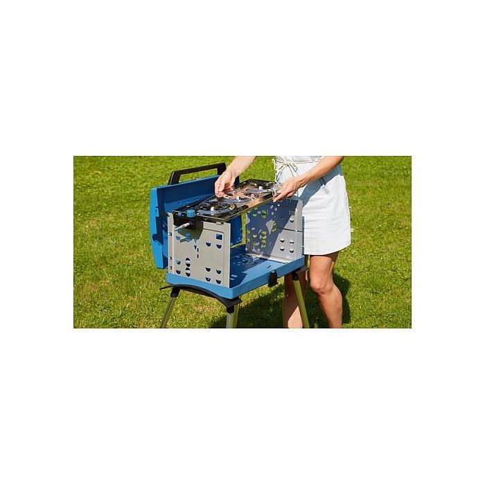 CAMPINGAZ 400 SGR - Parrilla de Gas Portátil, 5200 W, Color Azul y Plata, Superficie Rectangular de Acero, 530x290 mm