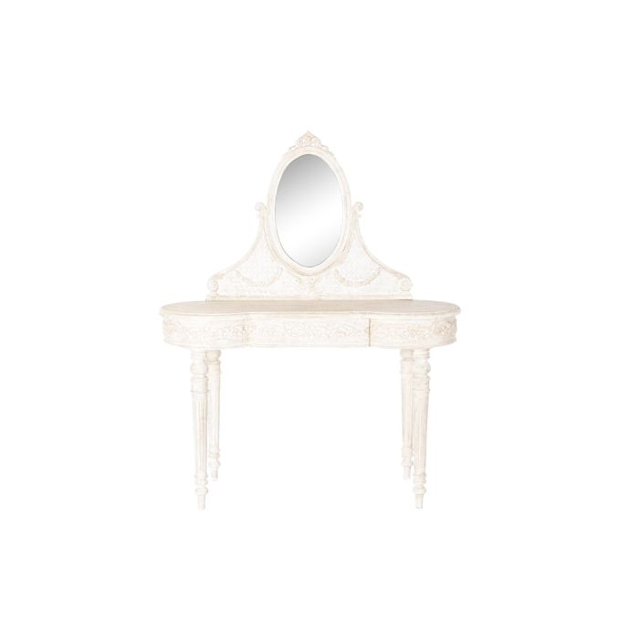 DKD Home Decor Tocador Romántico Beige con Espejo, 1 Cajón, Madera de Mango y MDF, 114x44x141 cm 5 DKD Home Decor Tocador Romántico Beige con Espejo, 1 Cajón, Madera de Mango y MDF, 114x44x141 cm 5