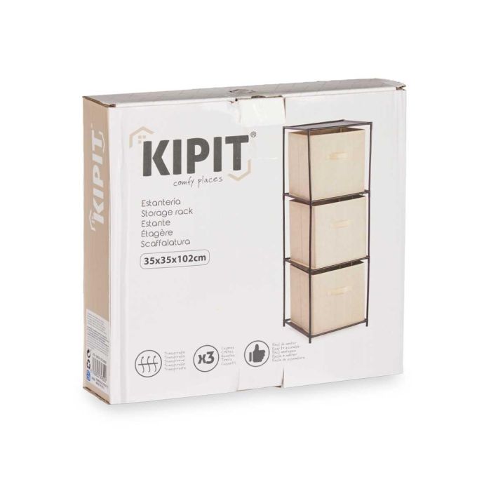 Estanteria 3 Cajones Tnt Natural Kipit 32x7x32cm (6 Unidades) 2 Estanteria 3 Cajones Tnt Natural Kipit 32x7x32cm (6 Unidades) 2