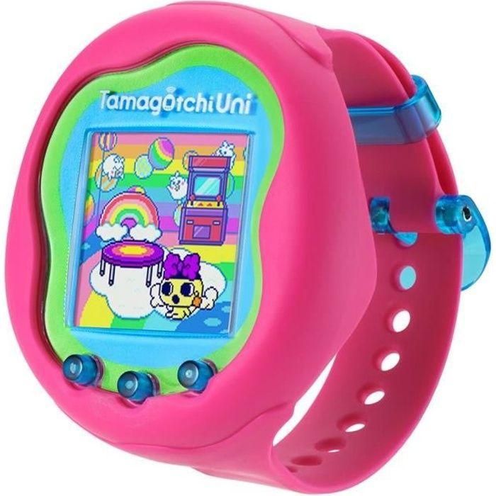 Bandai  Tamagotchi Uni  Tamagotchi conectado con pulsera de reloj  Mascota virtual  Modelo rosa  43351