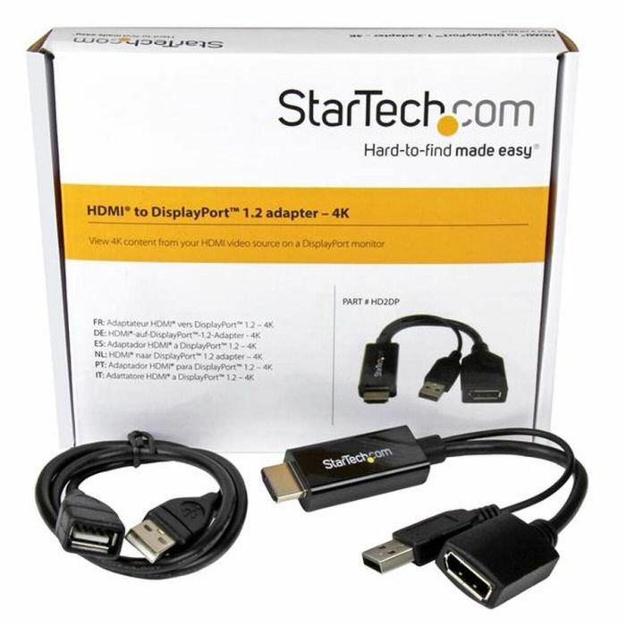 Adaptador DisplayPort a HDMI Startech HD2DP Negro 4K 1 Adaptador DisplayPort a HDMI Startech HD2DP Negro 4K 1