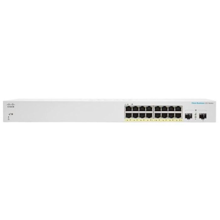 Cisco CBS220-16P-2G Switch Smart Gestionado L2 de 16 Puertos Gigabit Ethernet PoE con 2 ranuras SFP para Montaje en Rack