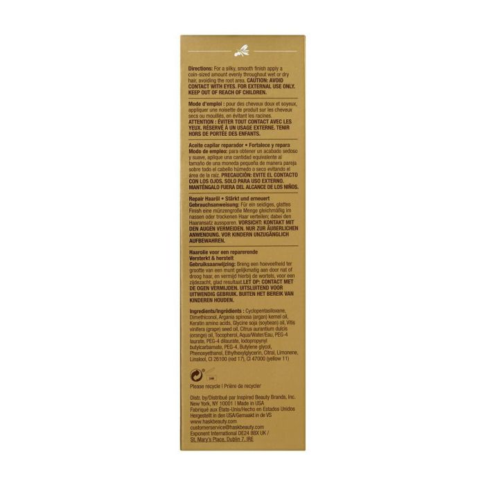 HASK ARGAN OIL Aceite Reparador de Argán 100 ml para Cabello Seco y Dañado, Control Frizz, Brillo Radiante, Sin Alcohol 6