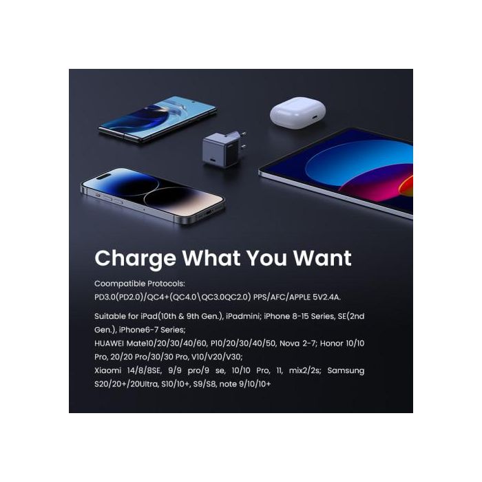UGREEN 35041 Nexode S Cargador Rápido USB-C GaN de 30W para Teléfono Móvil, Batería Portátil, Teléfono Gris 12 UGREEN 35041 Nexode S Cargador Rápido USB-C GaN de 30W para Teléfono Móvil, Batería Portátil, Teléfono Gris 12