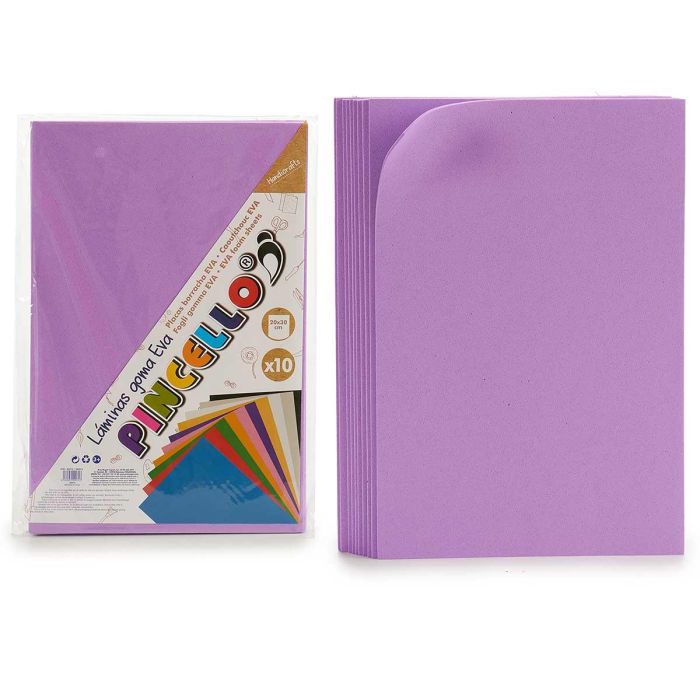 10 Láminas Goma Eva Violeta 20x30 cm - Pincello (24 Unidades) 10 Láminas Goma Eva Violeta 20x30 cm - Pincello (24 Unidades)