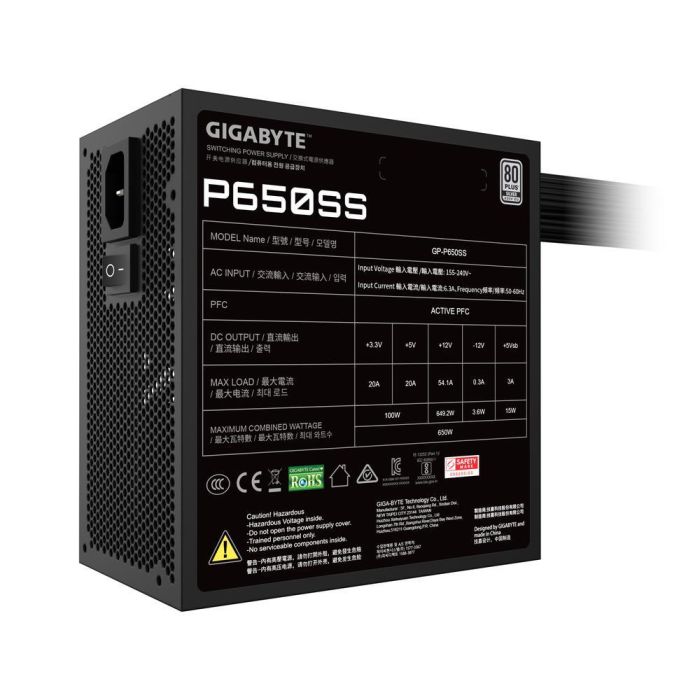 Gigabyte P550SS 28200-P65SB-1EUR Fuente Alimentación PC 550W 80 PLUS Silver PCIe 5.0 ATX 3.1 Modular 120mm Blanco 5 Gigabyte P550SS 28200-P65SB-1EUR Fuente Alimentación PC 550W 80 PLUS Silver PCIe 5.0 ATX 3.1 Modular 120mm Blanco 5