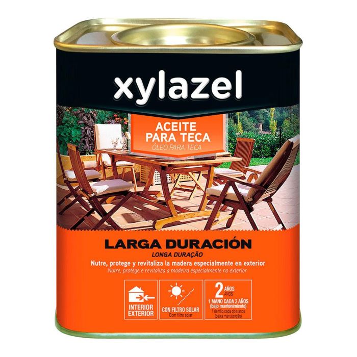 Xylazel Aceite para Teca Larga Duración Protección y Nutrición Madera Color Roble 0.75 L Uso Interior y Exterior 0 Xylazel Aceite para Teca Larga Duración Protección y Nutrición Madera Color Roble 0.75 L Uso Interior y Exterior 0