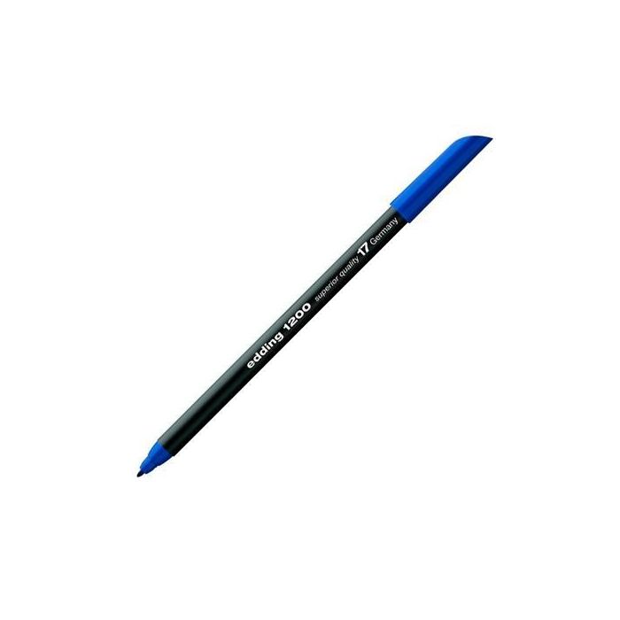 Edding Rotulador 1200 Punta Fina Redonda, Tinta Base Agua, para Papel, Azul Acero, 1 mm, Pack 5 Unidades (5 Unidades)