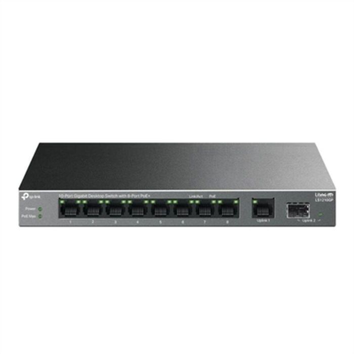 TP-Link LS1210GP Switch Gigabit 10 Puertos (8x PoE+ 61W, Puerto SFP, Extensión PoE 250m, Aislamiento, Silencioso)