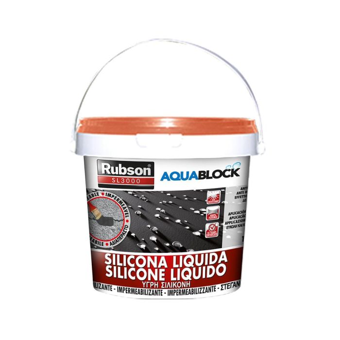 Rubson Silicona Líquida Aquablock 1kg Teja 1894877 - Impermeabilización de Cubiertas, Máxima Elasticidad, Resistente UV 0 Rubson Silicona Líquida Aquablock 1kg Teja 1894877 - Impermeabilización de Cubiertas, Máxima Elasticidad, Resistente UV 0