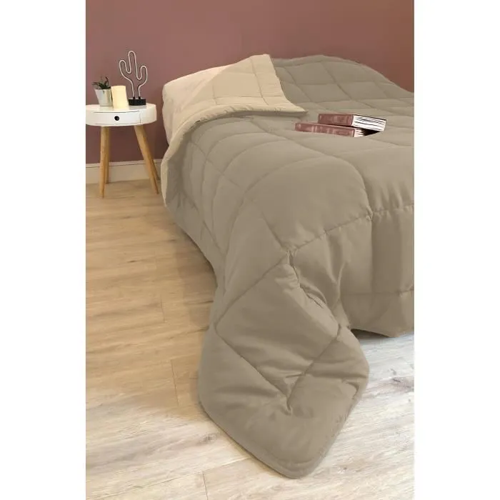Toison D'Or Duvet Microfiber 400g / m² CALGARY Relleno Fibra Hueca Silicona Taupe & Linen 140x200cm 3